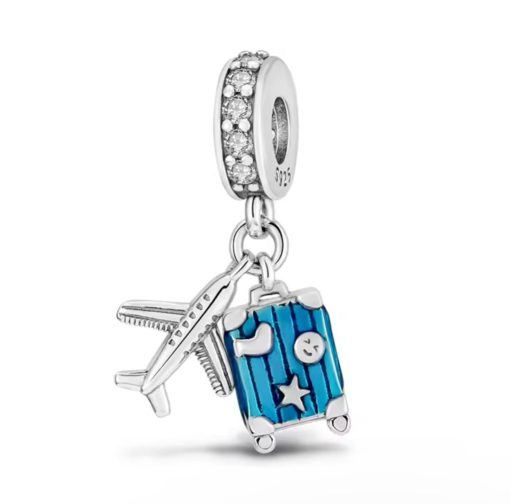 Suitcase & Plane I Love to Travel Pandora Charm for bracelet