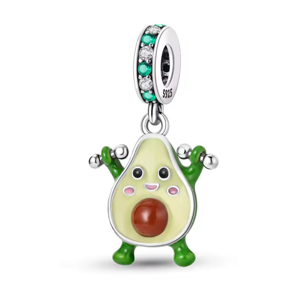 Pandora Silver and Green Exercising Avocado Charm 925 Sterling Silver