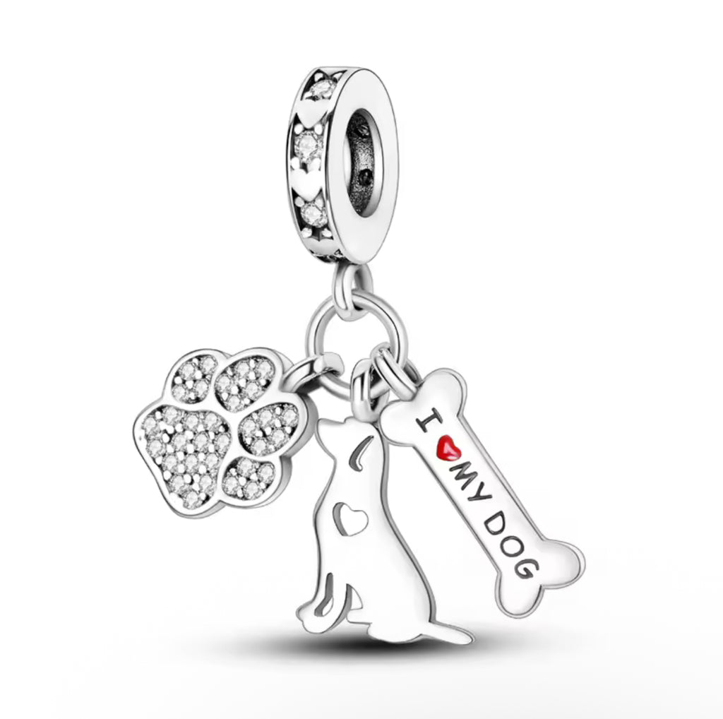 Pandora Silver I love my Dog Charm 925 Sterling Silver
