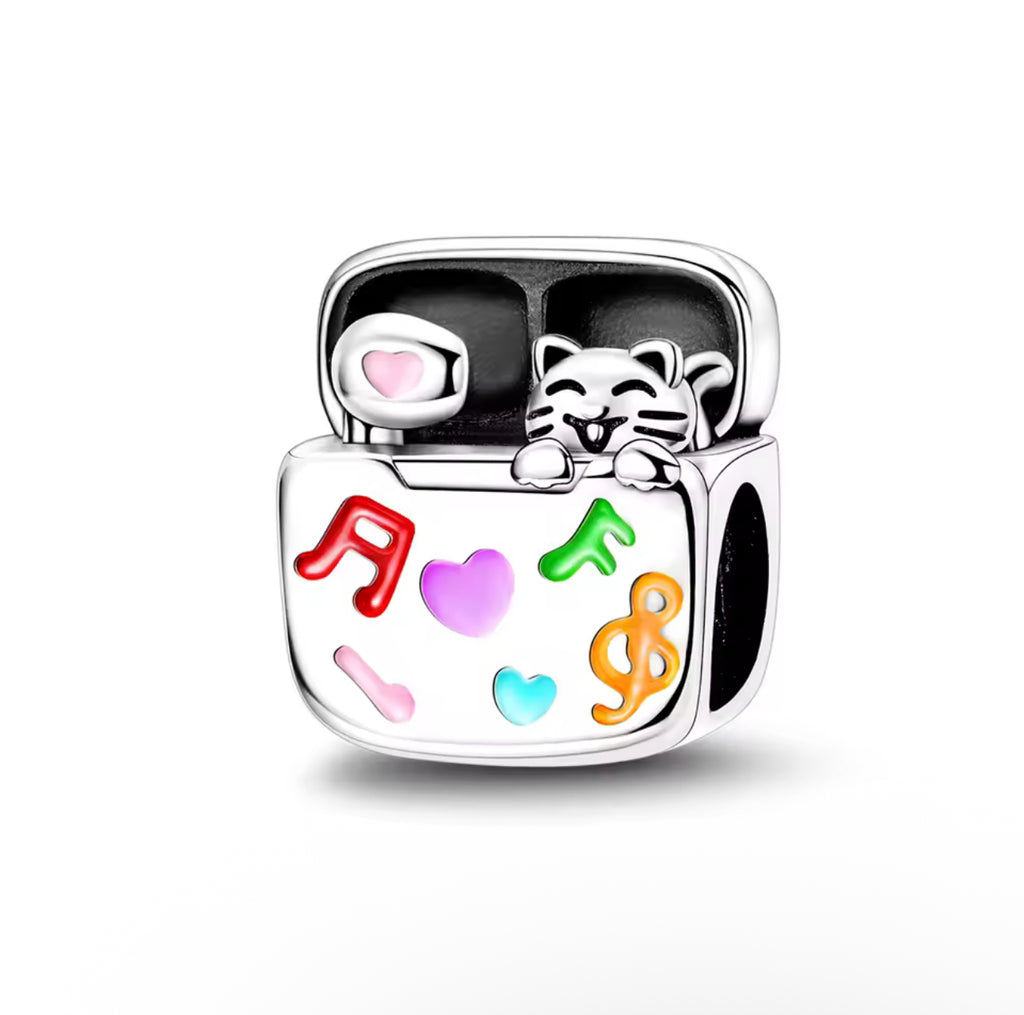 Pandora Silver Musical Cat Headphones Charm 925 Sterling Silver