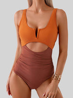 Women's Tied Cutout Contrast One-Piece Bikini Swim suit