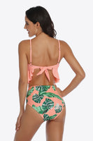 Women's Tropical Print Ruffled Two-Piece Bikini Swimsuit