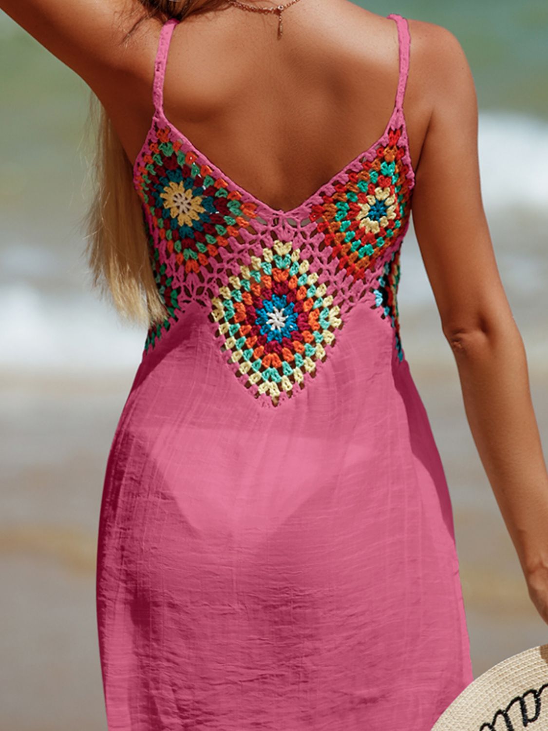 Women's Cutout V-Neck Sheer Cover-Up Swim wear Dress