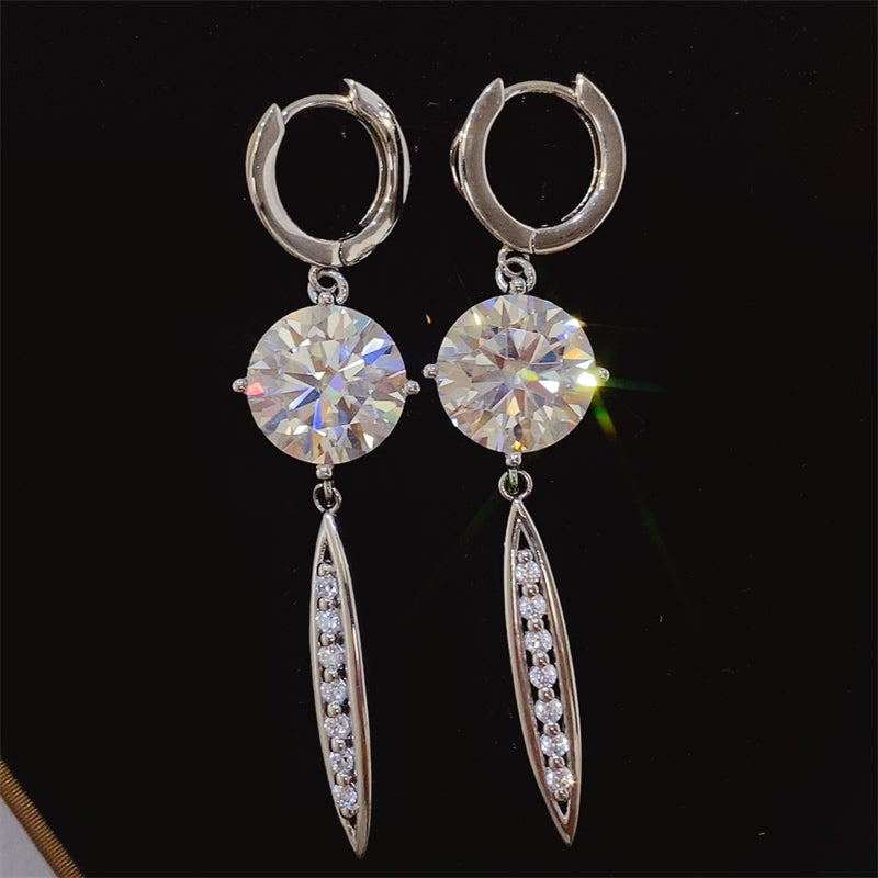 Dangle 10 Carat Moissanite 925 Sterling Silver Earrings