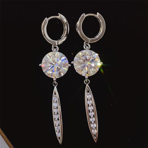 Dangle 10 Carat Moissanite 925 Sterling Silver Earrings