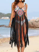 Women's Fringe Spaghetti Strap Bikini Swim suit Cover-Up - World Class Depot Inc