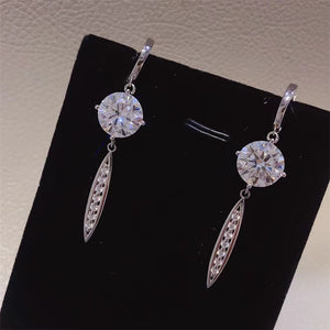 Dangle 10 Carat Moissanite 925 Sterling Silver Earrings