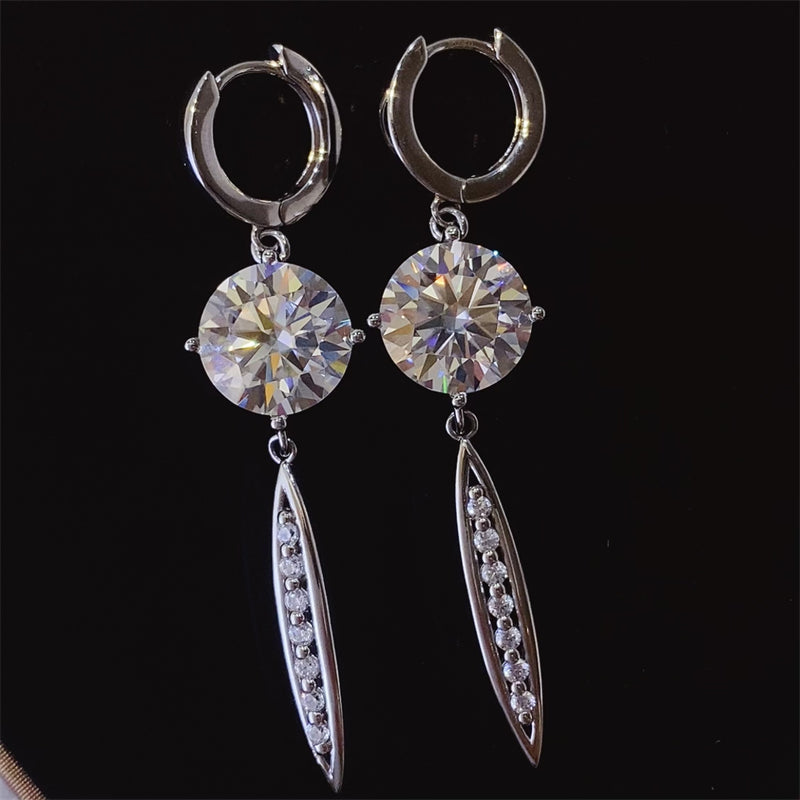 Dangle 10 Carat Moissanite 925 Sterling Silver Earrings