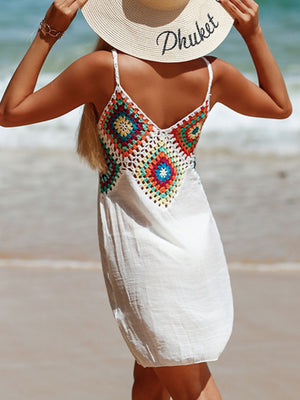 Women's Cutout V-Neck Sheer Cover-Up Swim wear Dress