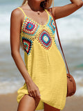 Women's Cutout V-Neck Sheer Cover-Up Swim wear Dress