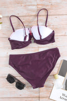 Women's Contrast color Spaghetti Strap Bikini swim suit Set