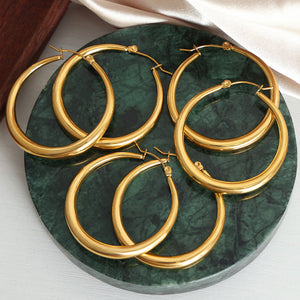 18K Gold-Plated Hoop Earrings - World Class Depot Inc