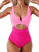 Women's Tied Cutout Contrast One-Piece Bikini Swim suit