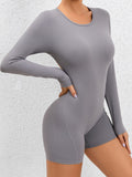 Women's Cutout Round Neck Long Sleeve Backless Active wear Romper - World Class Depot Inc