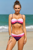 Women's Contrast color Spaghetti Strap Bikini swim suit Set