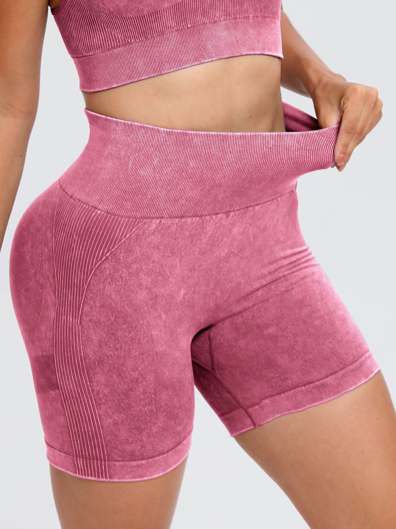 Women's Washed High Waist Active wear Shorts for yoga exercise and fitness