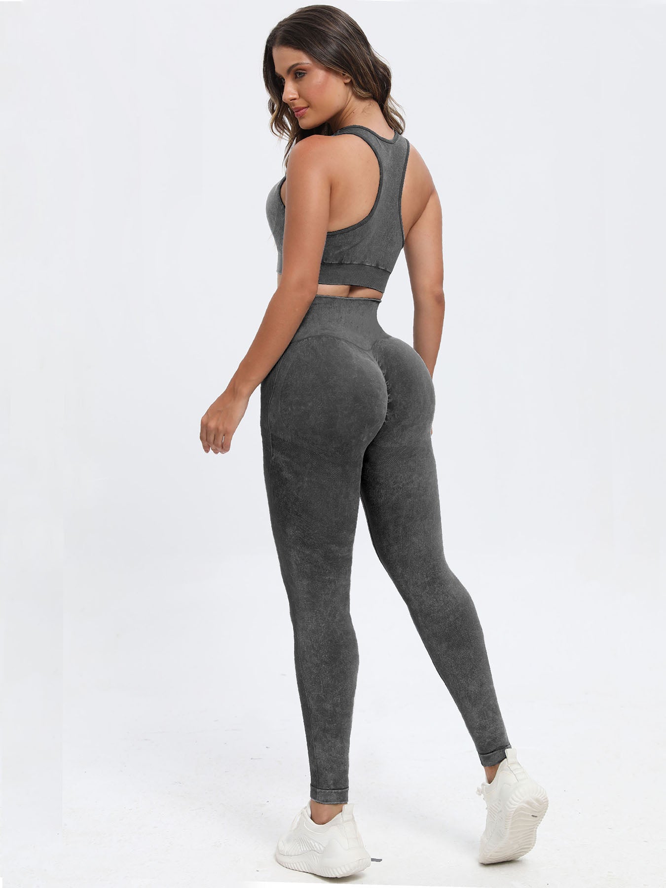 Women's Scoop Neck Wide Strap Sport Bra Top and leggings yoga Pants Active Set