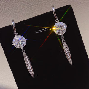 Dangle 10 Carat Moissanite 925 Sterling Silver Earrings