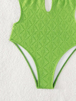 Women's Green Textured Halter Neck One-Piece Bikini Swim suit - World Class Depot Inc