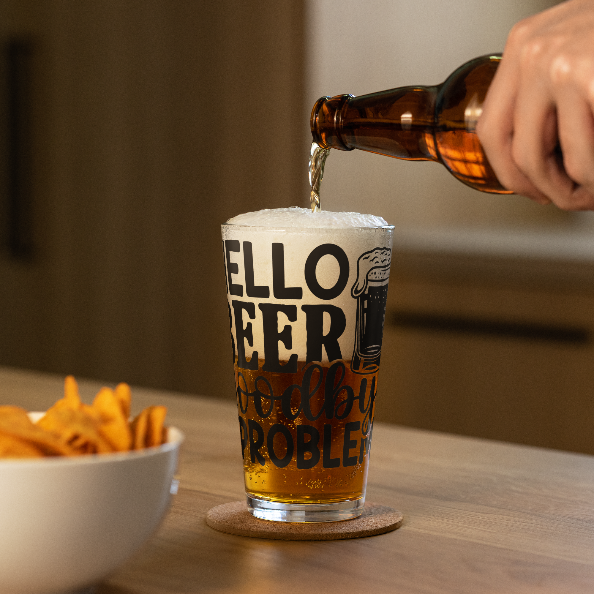 Hello Beer Goodbye Problems Shaker pint glass