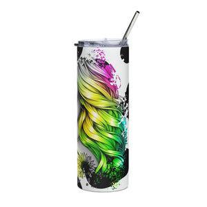 Pretty Face and Rainbow Hair Stainless steel tumbler cup with straw