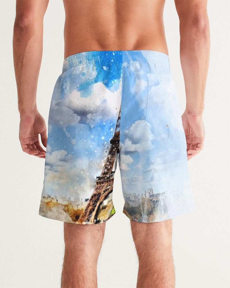 France Pierre-Giroux Beautiful Paris water color Men's Swim Trunk - World Class Depot Inc