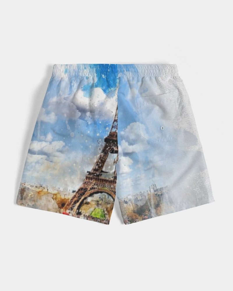 France Pierre-Giroux Beautiful Paris water color Men's Swim Trunk - World Class Depot Inc