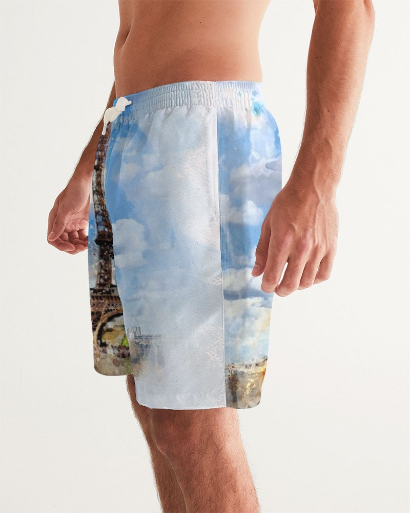 France Pierre-Giroux Beautiful Paris water color Men's Swim Trunk - World Class Depot Inc