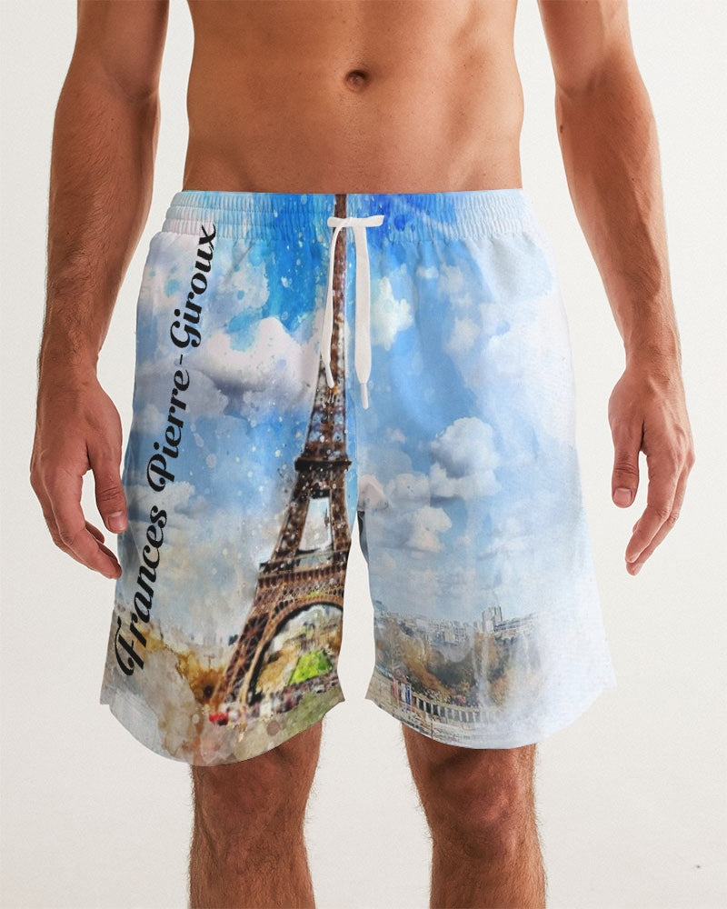 France Pierre-Giroux Beautiful Paris water color Men's Swim Trunk - World Class Depot Inc
