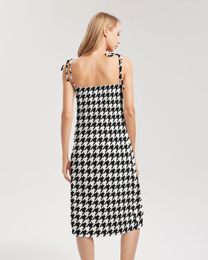 Houndstooth Women's Tie Strap Split Dress - World Class Depot Inc