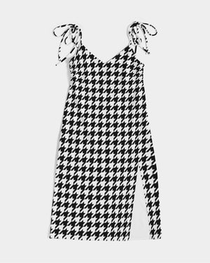 Houndstooth Women's Tie Strap Split Dress - World Class Depot Inc