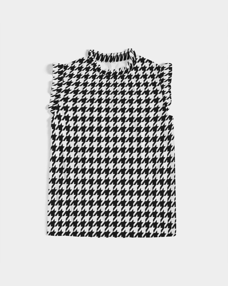 Houndstooth Women's Ruffle Sleeve Top - World Class Depot Inc