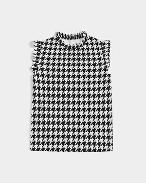 Houndstooth Women's Ruffle Sleeve Top - World Class Depot Inc