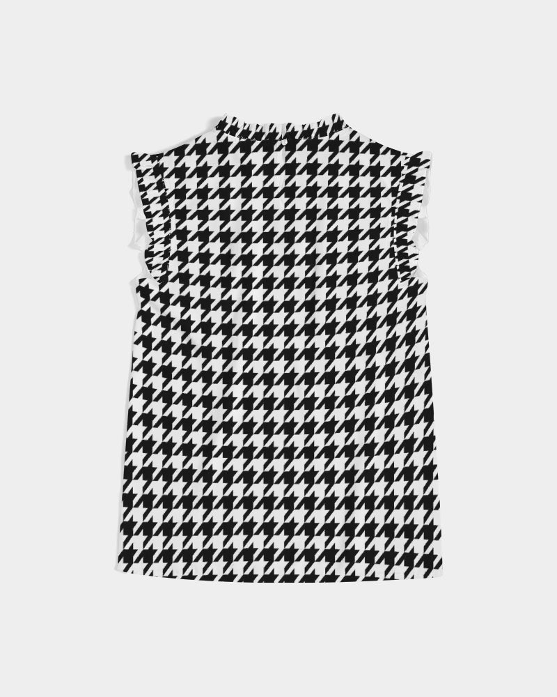 Houndstooth Women's Ruffle Sleeve Top - World Class Depot Inc