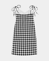 Houndstooth Women's Tie Strap Split Dress - World Class Depot Inc