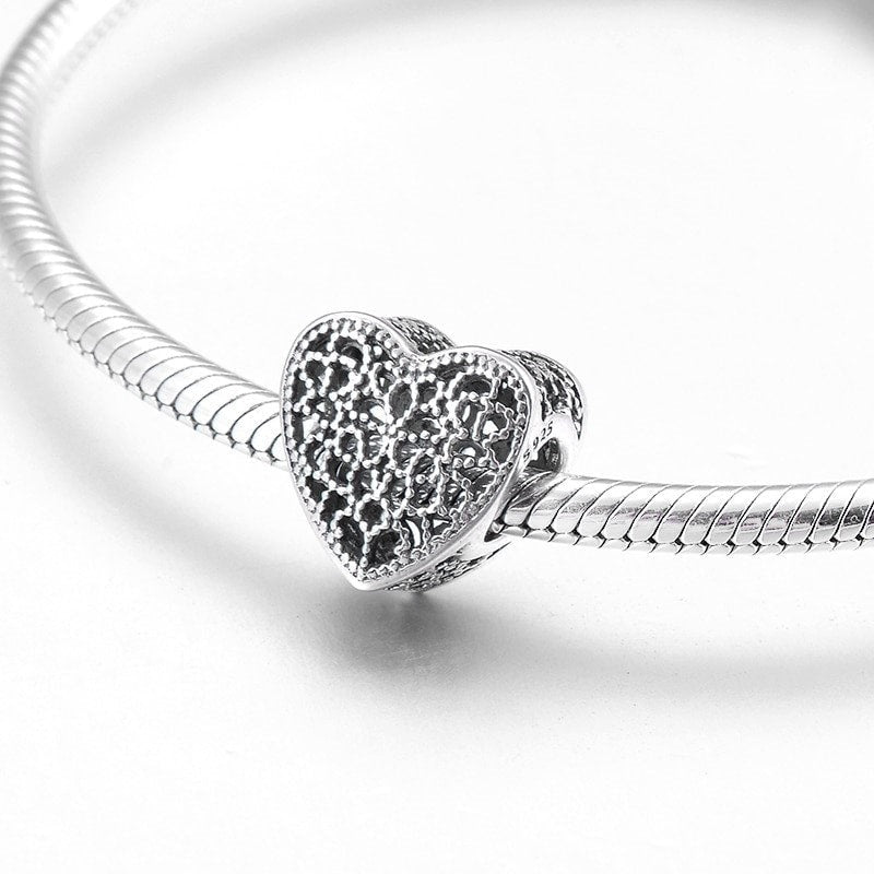 Pandora Silver Fine Hollow out Heart Charm 925 Sterling Silver - World Class Depot Inc