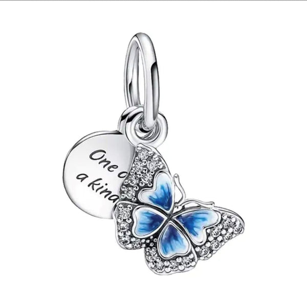 Pandora Silver and Blue One of a King Butterfly Charm 925 Sterling Silver - World Class Depot Inc