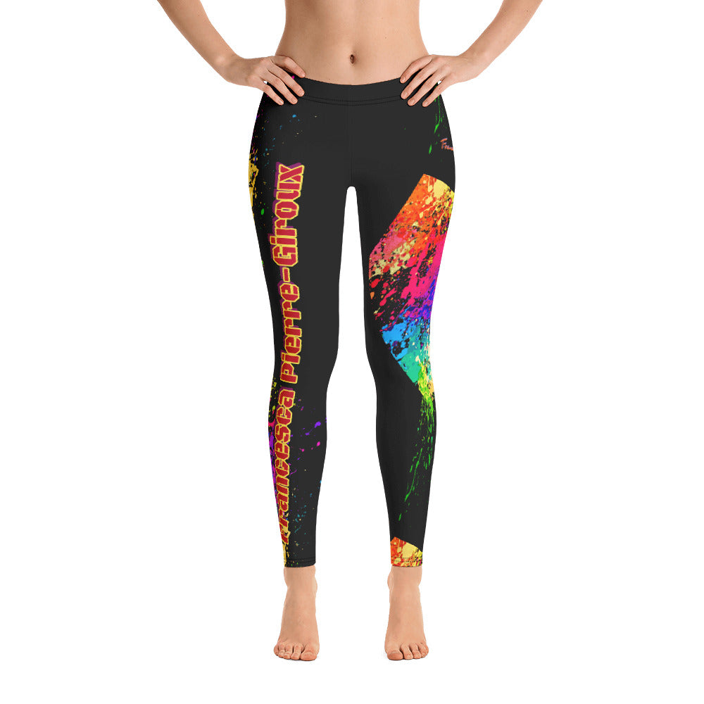 Women's Francesca Pierre-Giroux Black Paint yoga Leggings for exercise and fitness - World Class Depot Inc