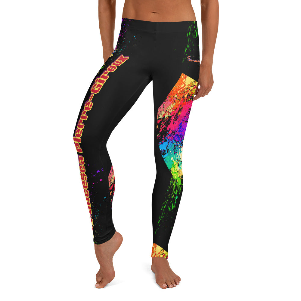 Women's Francesca Pierre-Giroux Black Paint yoga Leggings for exercise and fitness - World Class Depot Inc