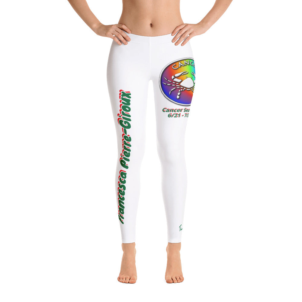 Women's Francesca Pierre-Giroux zodiac Cancer season leggings yoga pants for exercise and fitness - World Class Depot Inc