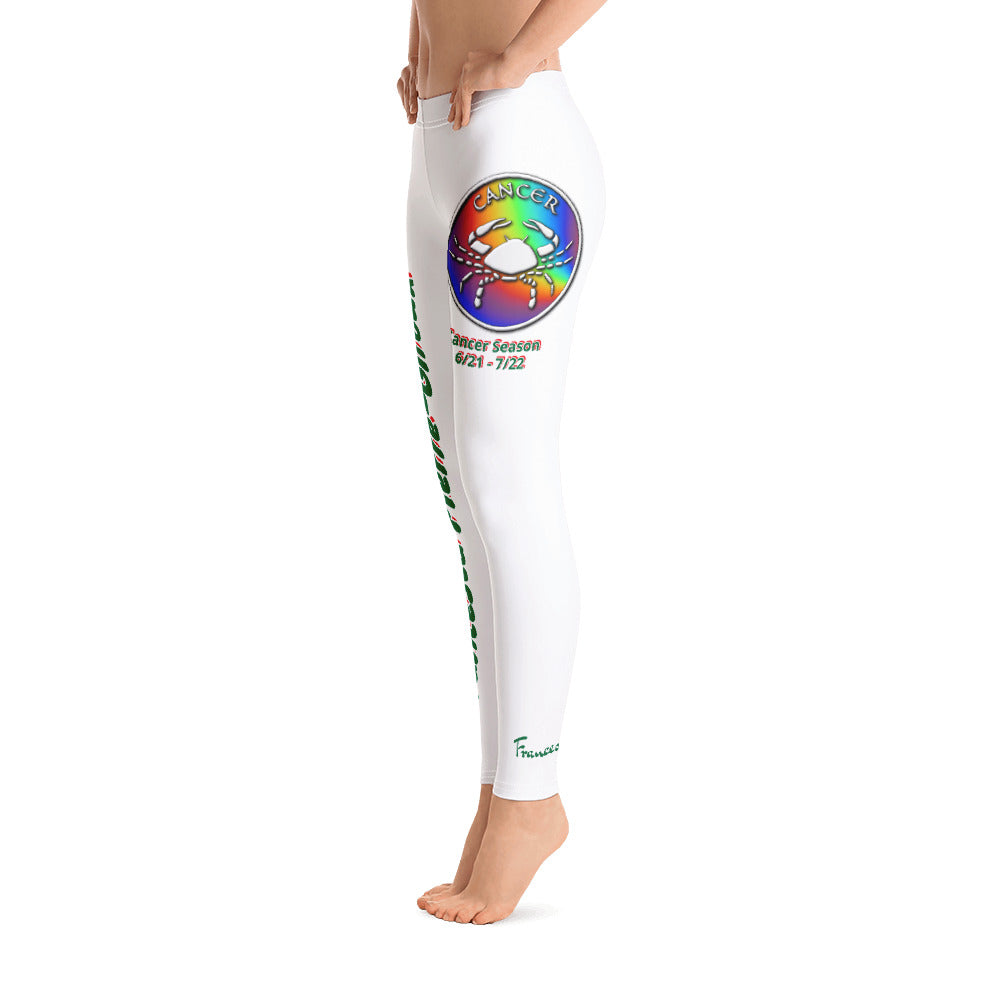 Women's Francesca Pierre-Giroux zodiac Cancer season leggings yoga pants for exercise and fitness - World Class Depot Inc